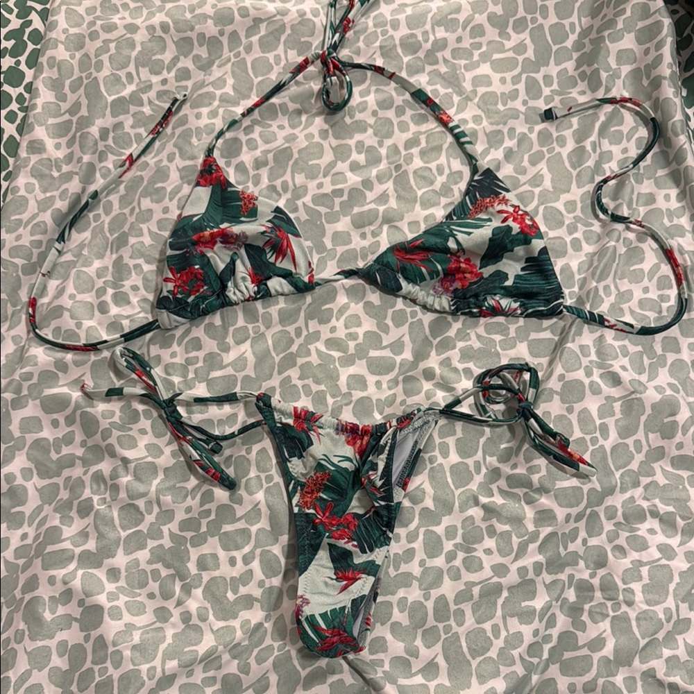 Victoria's Secret Green and Red Bikini Set